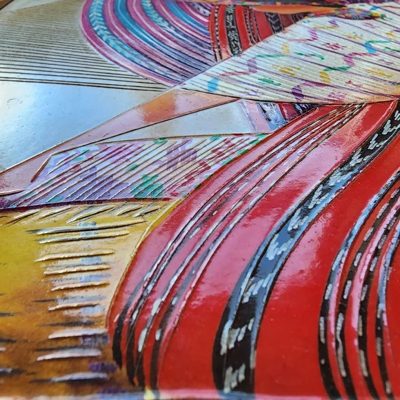 Signed Guatemala Folk Art Noppera-bo-Faceless Style Textured Glossy Colorful - Picture 7 of 12